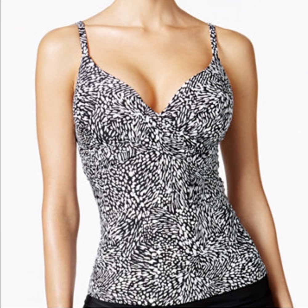 Island Escape Gemini Tankini Bust Enhancer NWT Women’s Size 6 Black and White